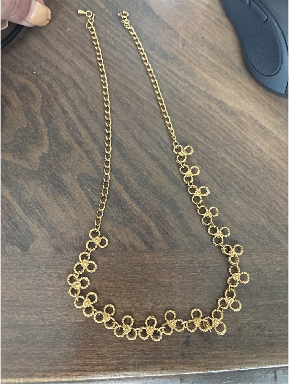 Vintage Knot Flower Gold Tone Necklace